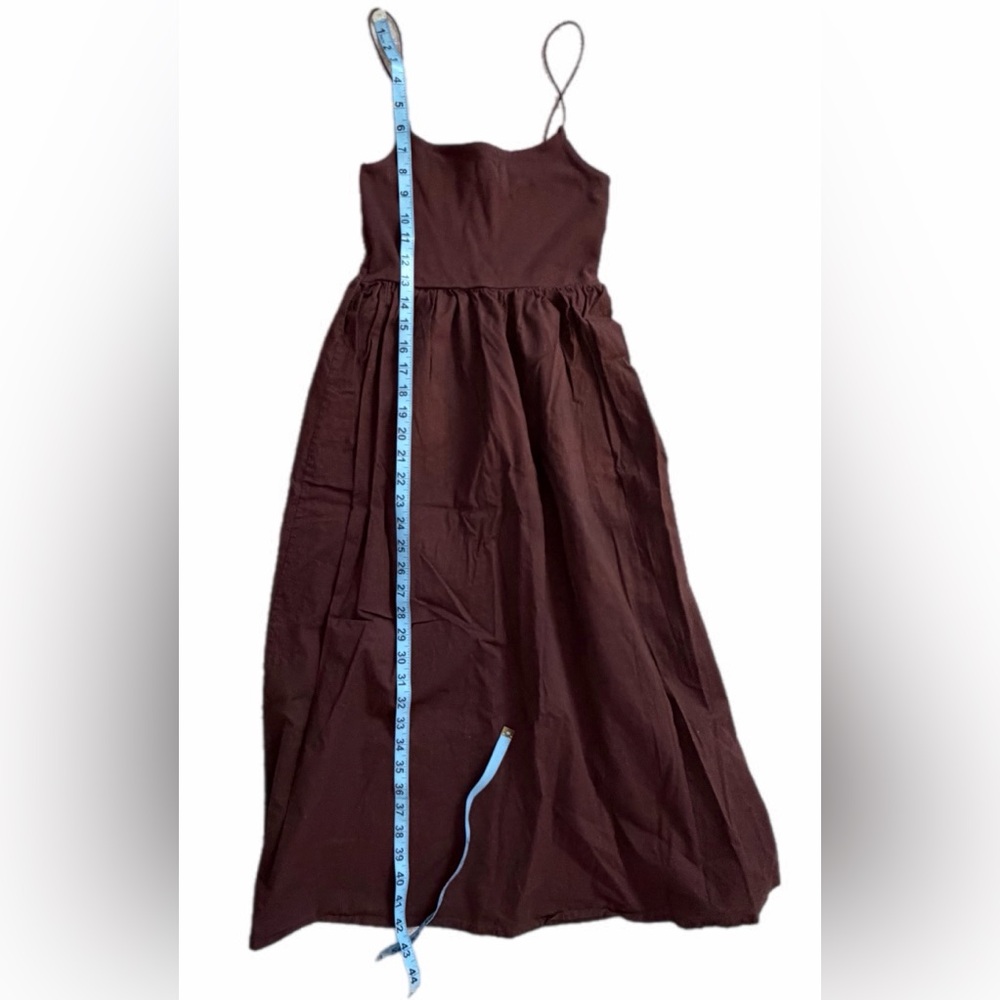 Zara COTTON STRAPPY DRESS dark brown small NWOT - Picture 7 of 12
